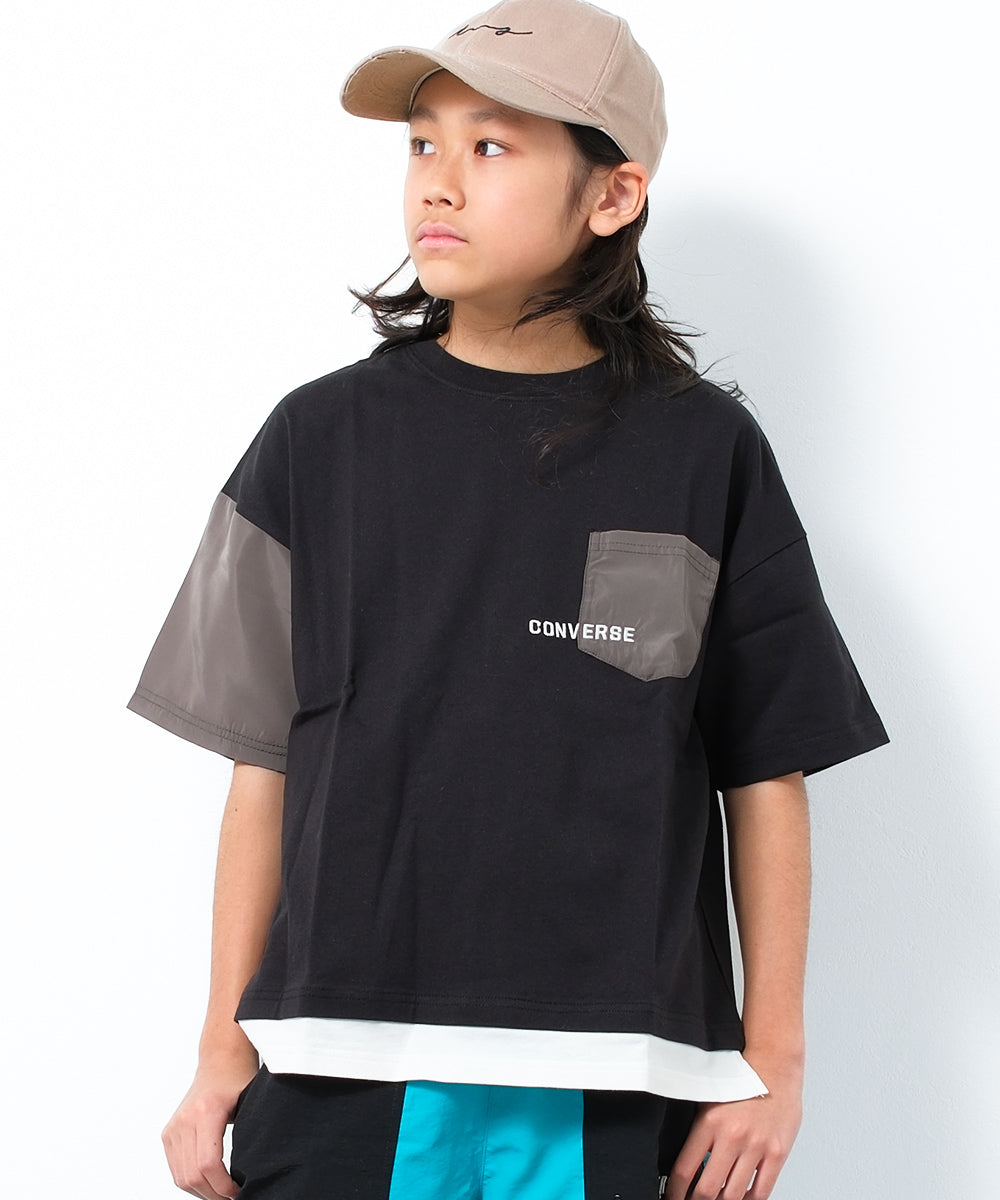ラット エフェクト RAT EFFECT CONVERSE 別注フェイクレイヤードポケットTシャツ （ブラック） ブラック