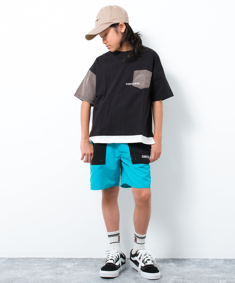 ラット エフェクト RAT EFFECT CONVERSE 別注フェイクレイヤードポケットTシャツ （ブラック） ブラック