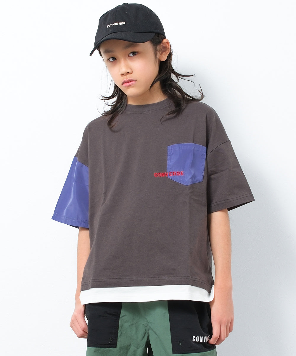 ラット エフェクト RAT EFFECT CONVERSE 別注フェイクレイヤードポケットTシャツ （チャコールグレー） チャコールグレー