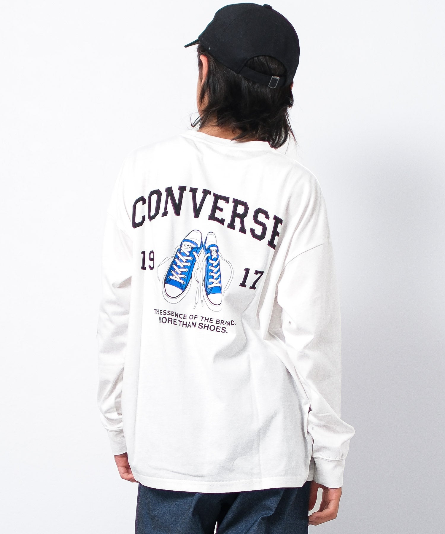 ラット エフェクト RAT EFFECT CONVERSE 別注スニーカーロゴプリントロングTシャツ （オフホワイト） オフホワイト