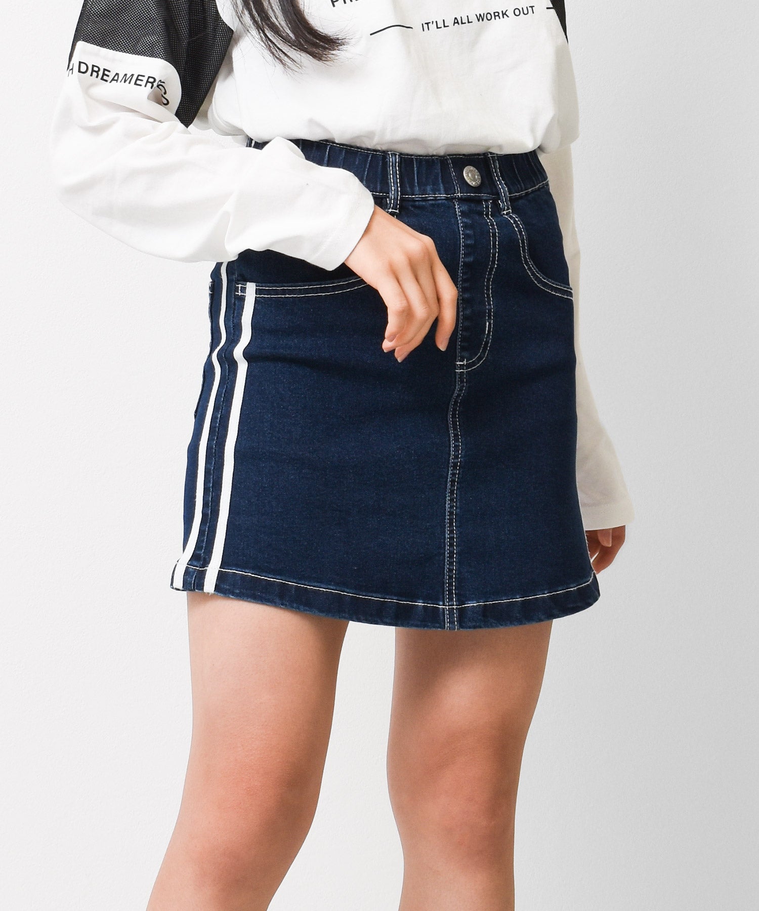 リコ シュクレ RiCO SUCRE 牛仔側線台形裙