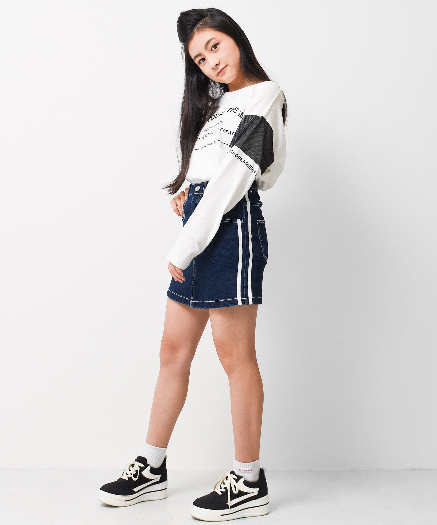 リコ シュクレ RiCO SUCRE 牛仔側線台形裙