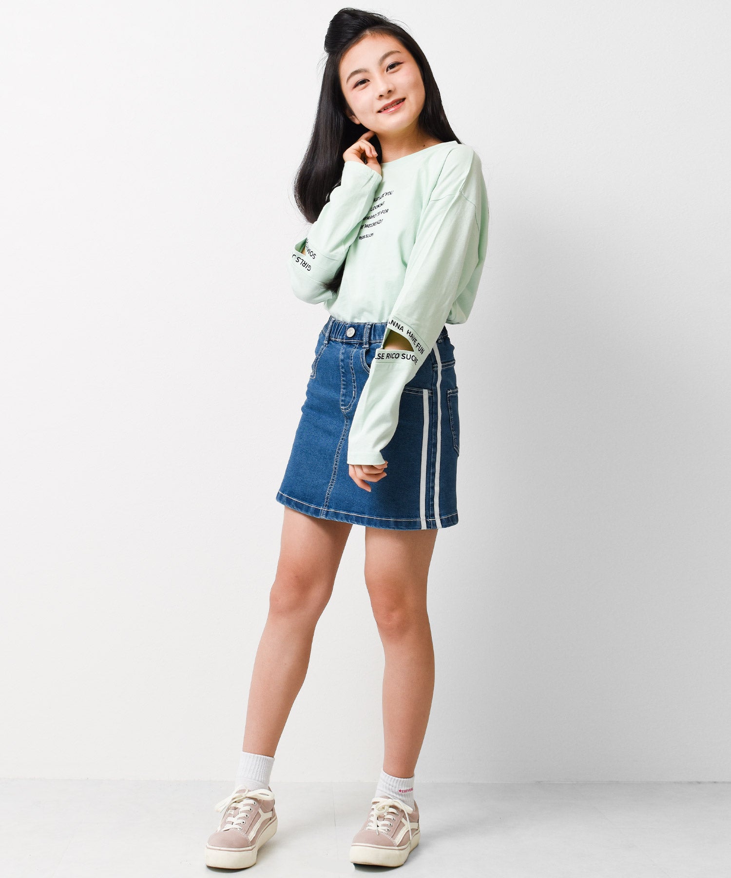 リコ シュクレ RiCO SUCRE 牛仔側線台形裙