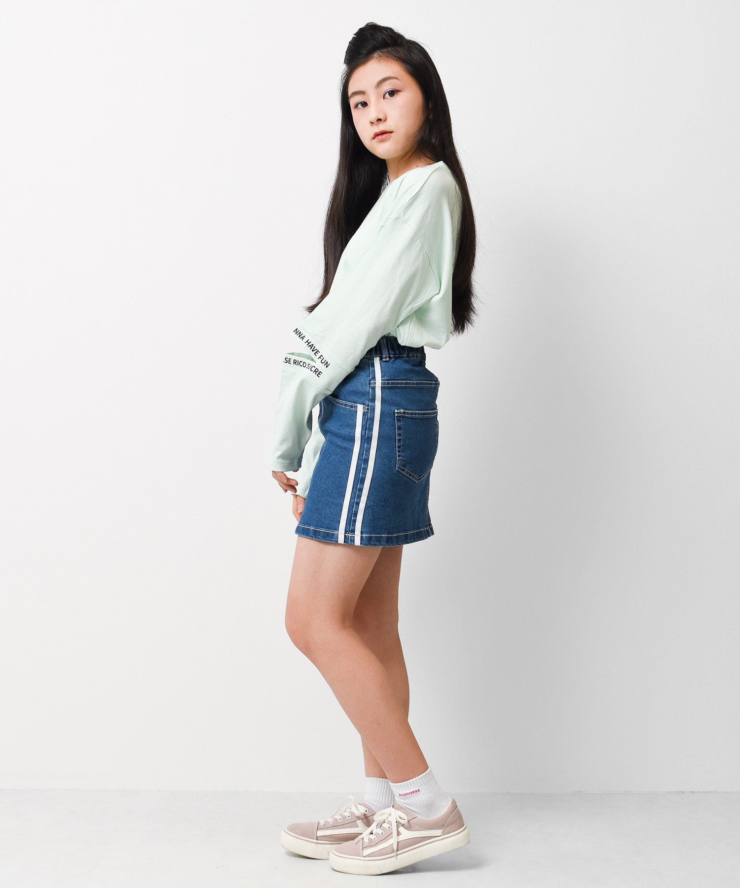 リコ シュクレ RiCO SUCRE 牛仔側線台形裙