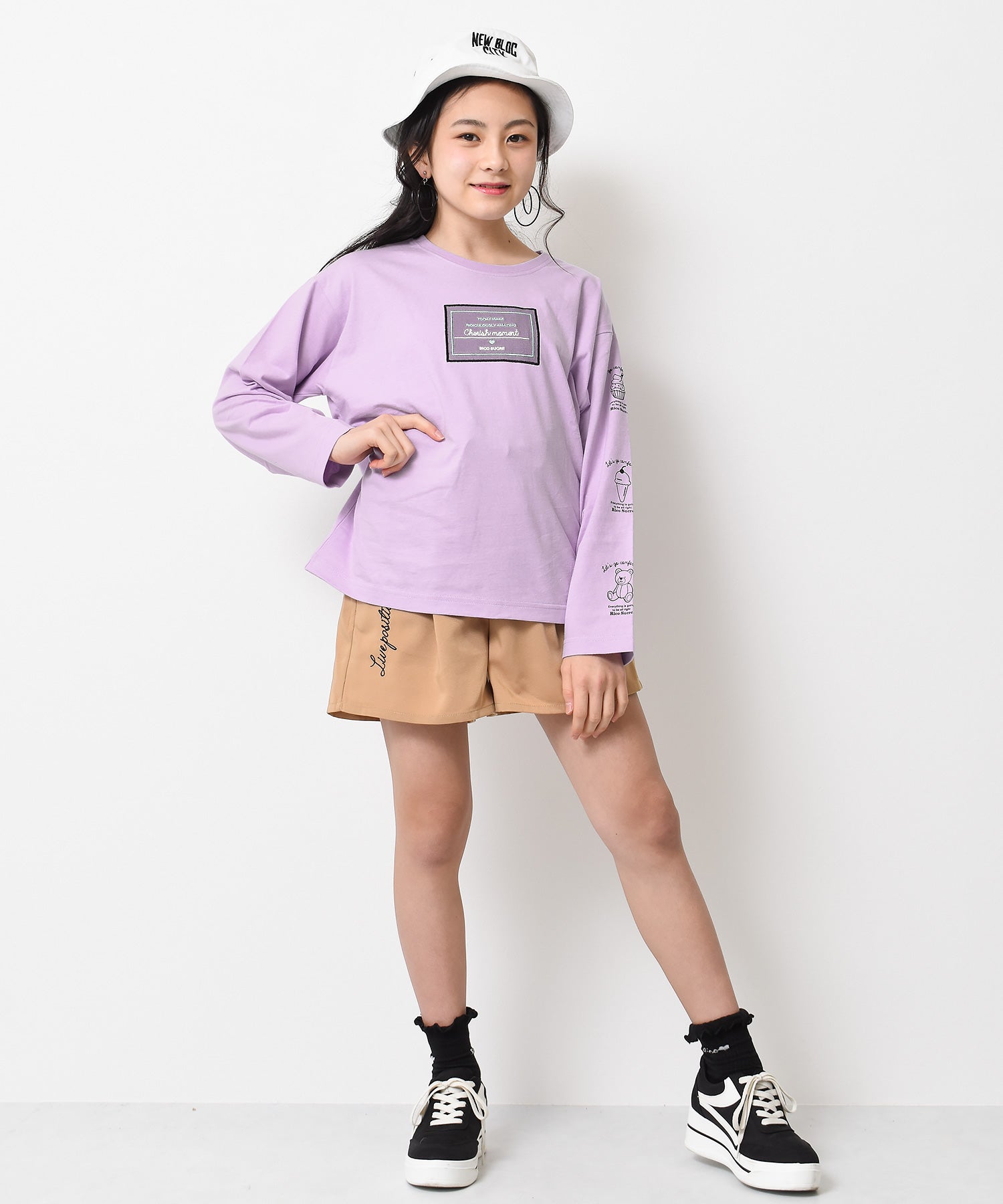 リコ シュクレ RiCO SUCRE チュールボックスアップリケロングTシャツ