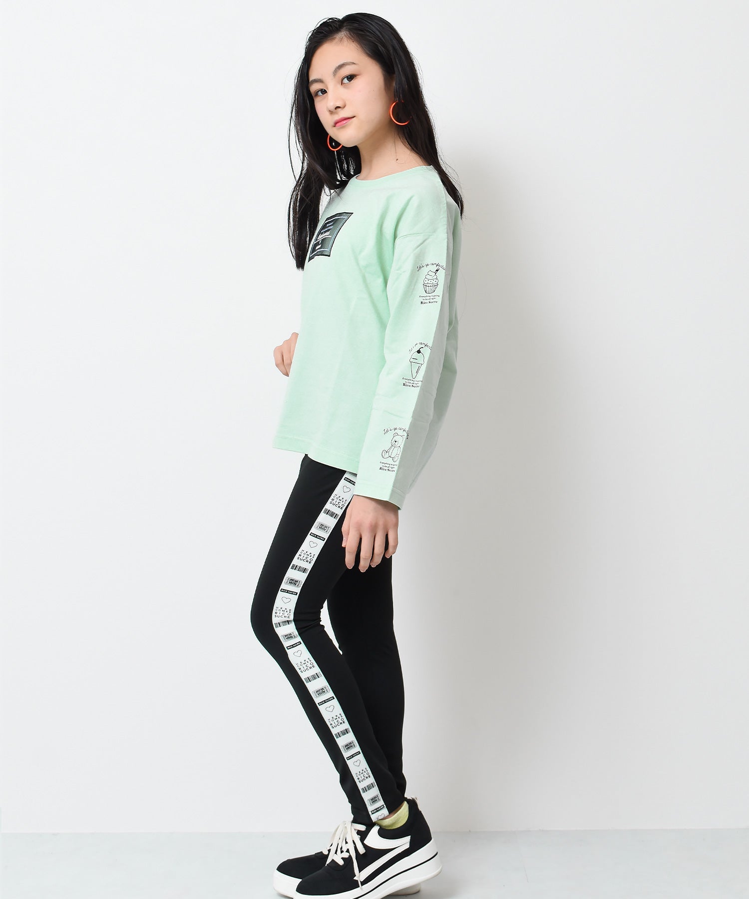 リコ シュクレ RiCO SUCRE チュールボックスアップリケロングTシャツ