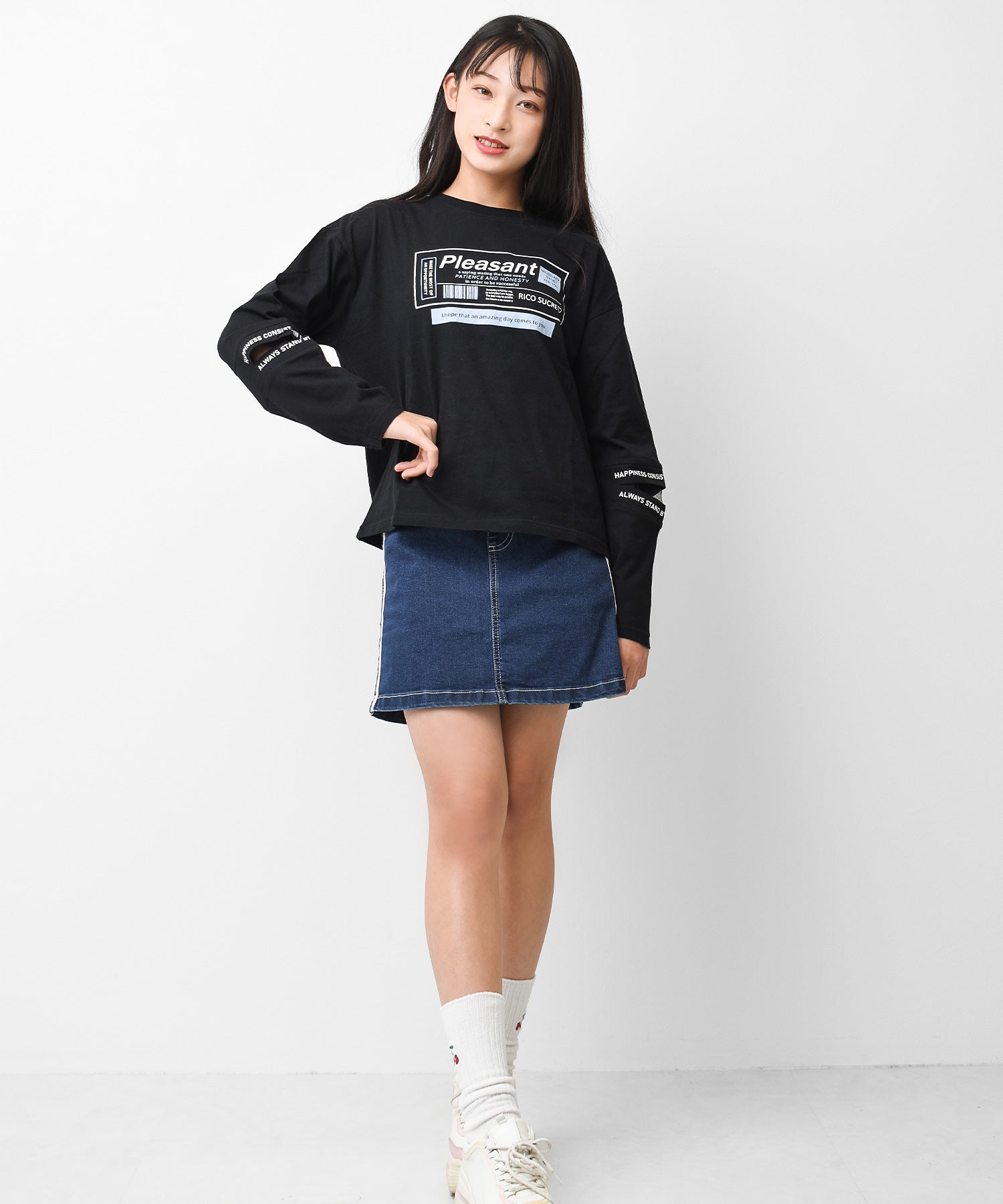 リコ シュクレ RiCO SUCRE 袖スリットロングTシャツ