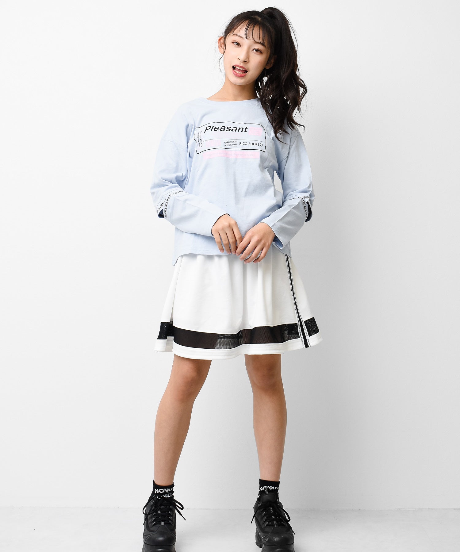 リコ シュクレ RiCO SUCRE 袖スリットロングTシャツ