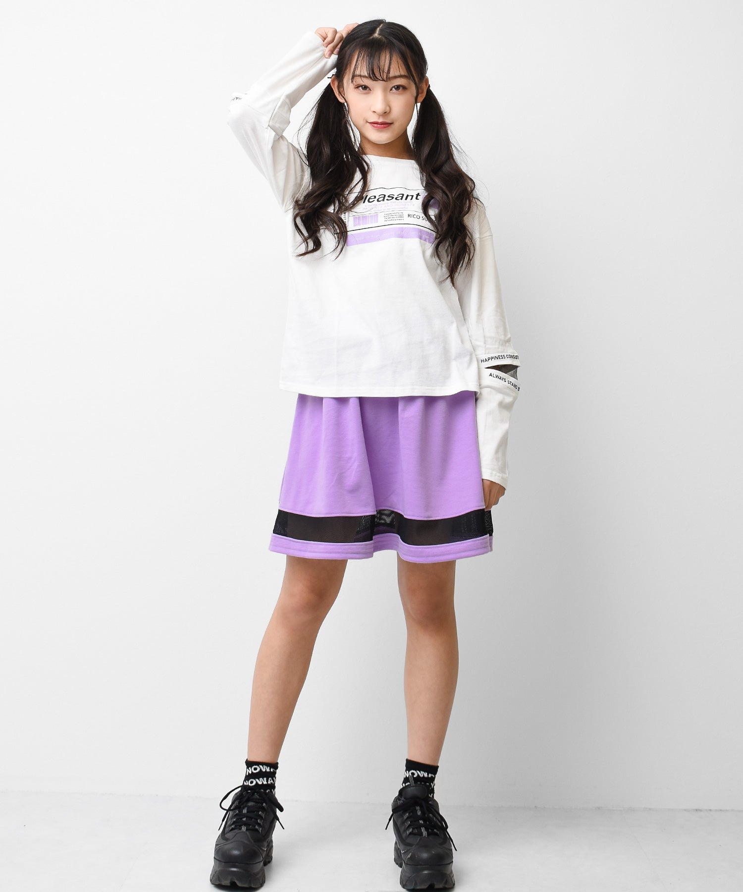 リコ シュクレ RiCO SUCRE 袖スリットロングTシャツ