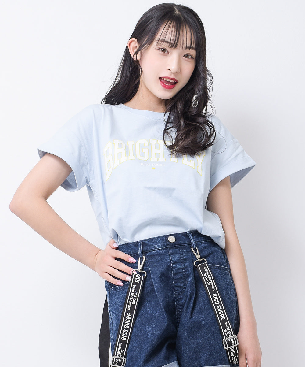 リコ シュクレ RiCO SUCRE カレッジロゴコクーンTシャツ,サックス