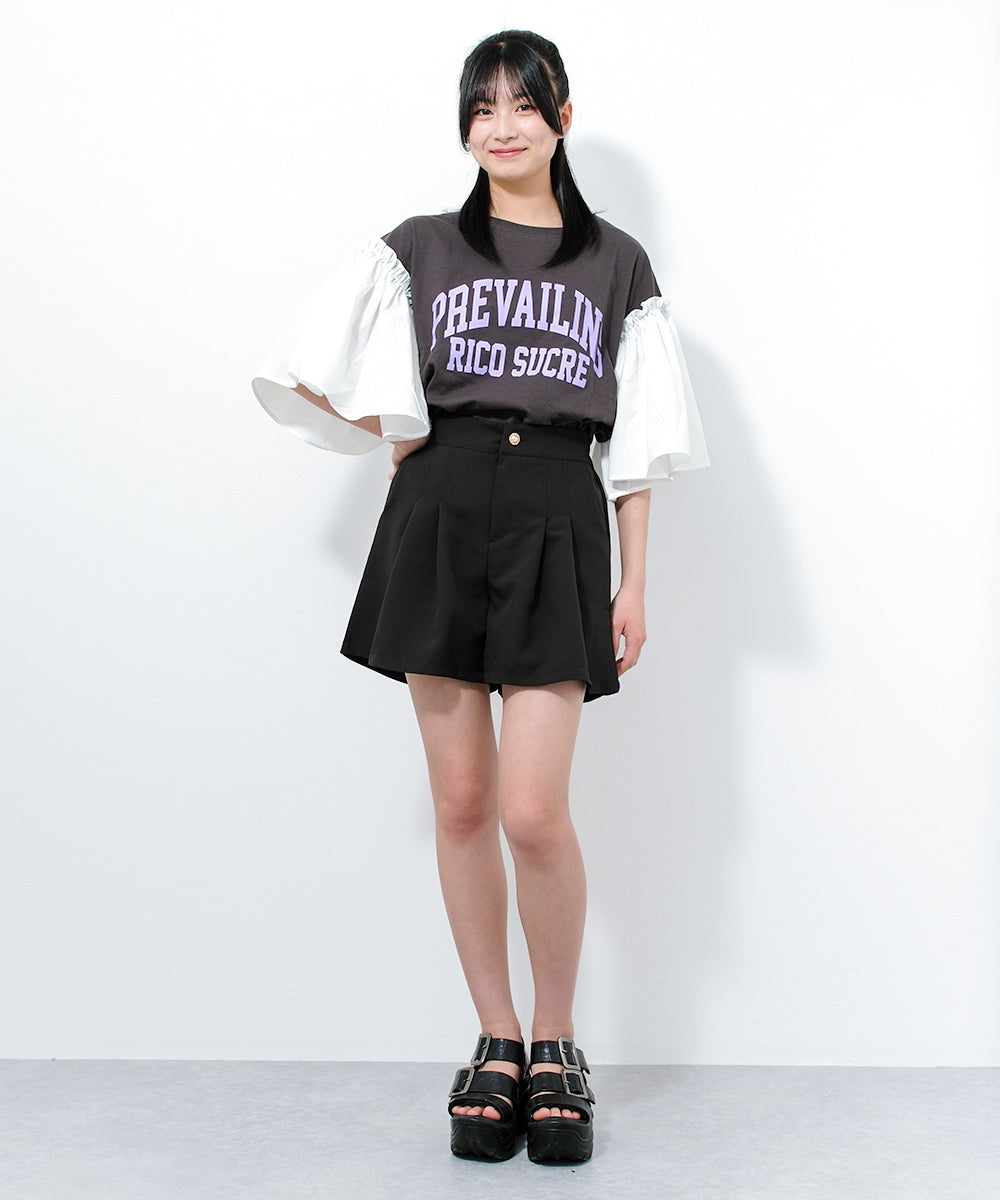 リコ シュクレ RiCO SUCRE タックフレアショートパンツ