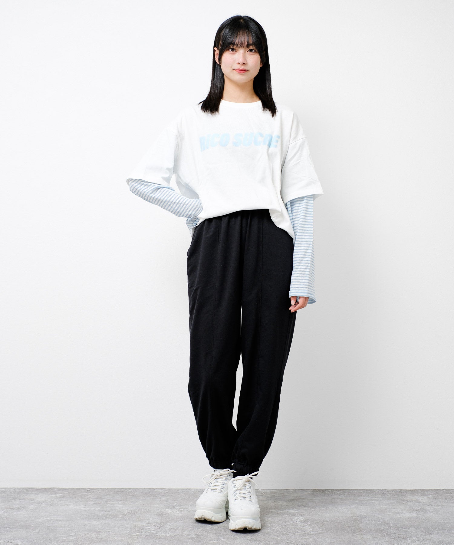 リコ シュクレ RiCO SUCRE 假層次條紋長袖T恤