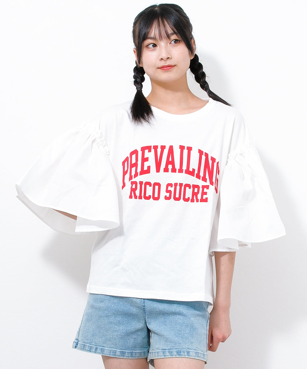 リコ シュクレ RiCO SUCRE 大學logo袖口喇叭T恤