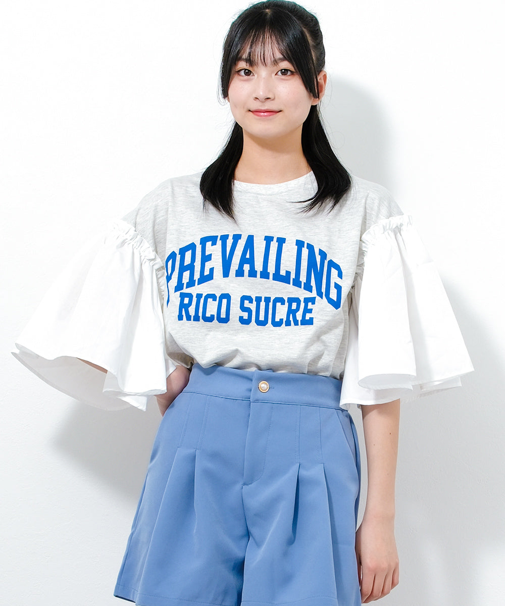 リコ シュクレ RiCO SUCRE 大學logo袖口喇叭T恤