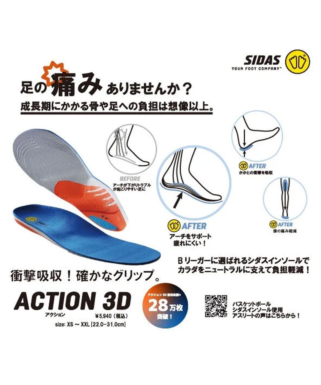 シダス SIDAS シダス SIDAS メンズ レディース アクション3D インソール 衝撃吸収 スポーツ 201218 FZKーSDA3D