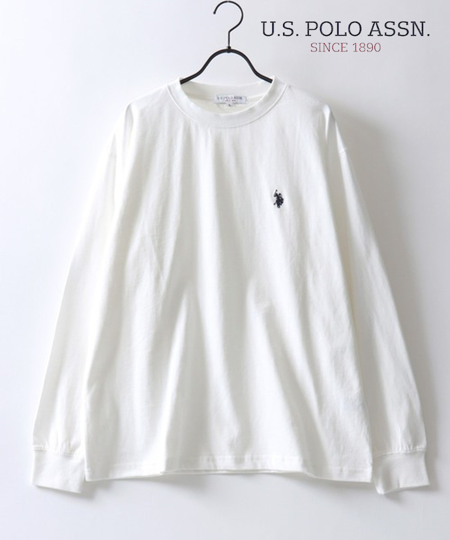 シトリー SITRY USPA/ユーエスポロアッスン オーバーサイズ ワンポイント刺繍 長袖Tシャツ ロンT （オフホワイト） オフホワイト