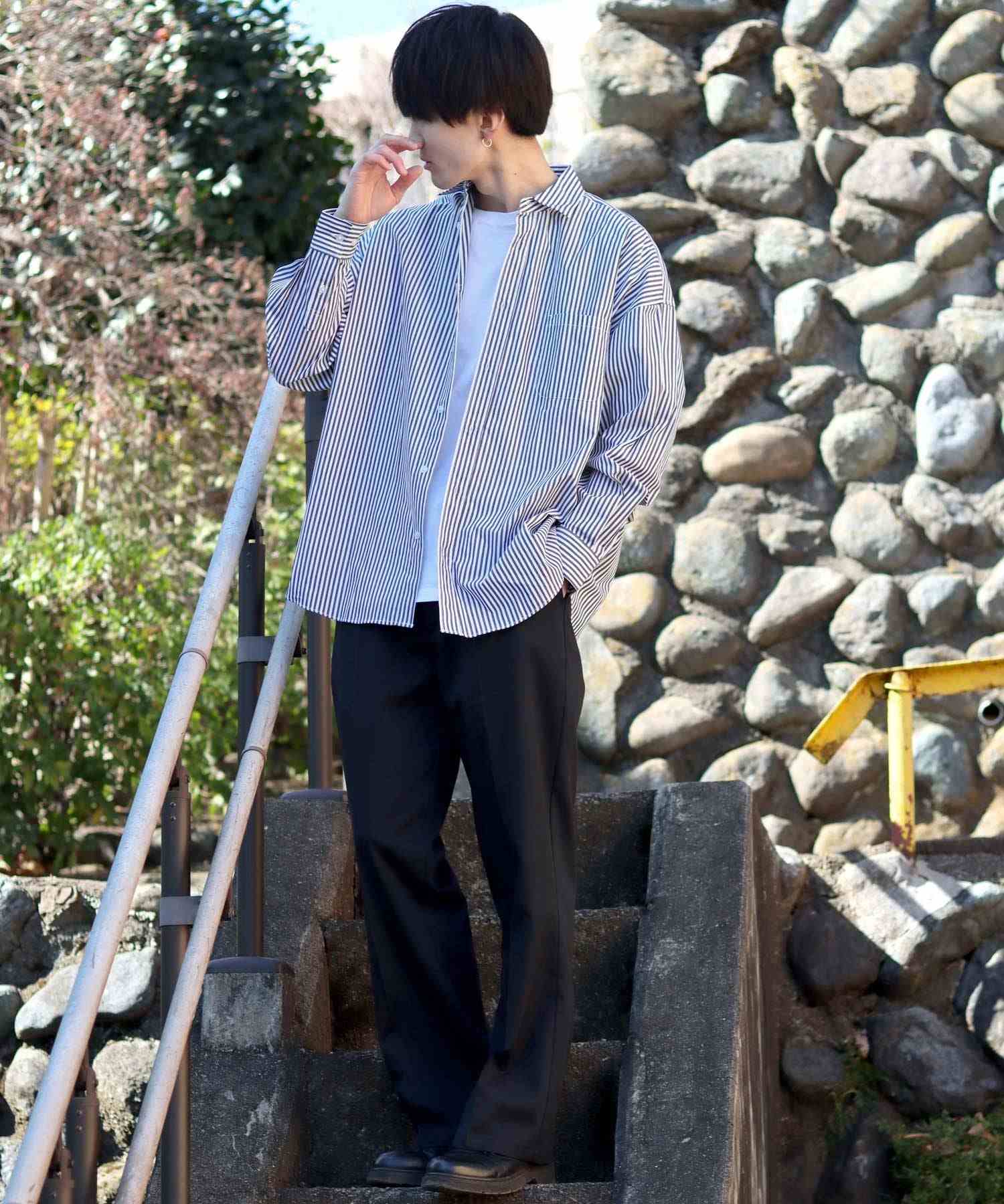 シトリー SITRY 【SITRY】超大碼 落肩 寬鬆襯衫 男士 長袖襯衫 時尚 乾淨利落