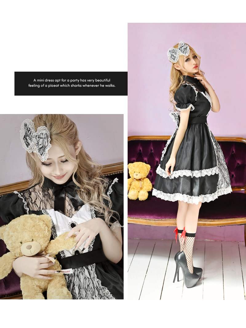 リューユ Rew-You コスプレ ゴシック メイド メイド服 コスチューム 黒 ロリータ ドール ゴスロリ 姫系 かわいい Ryuyu