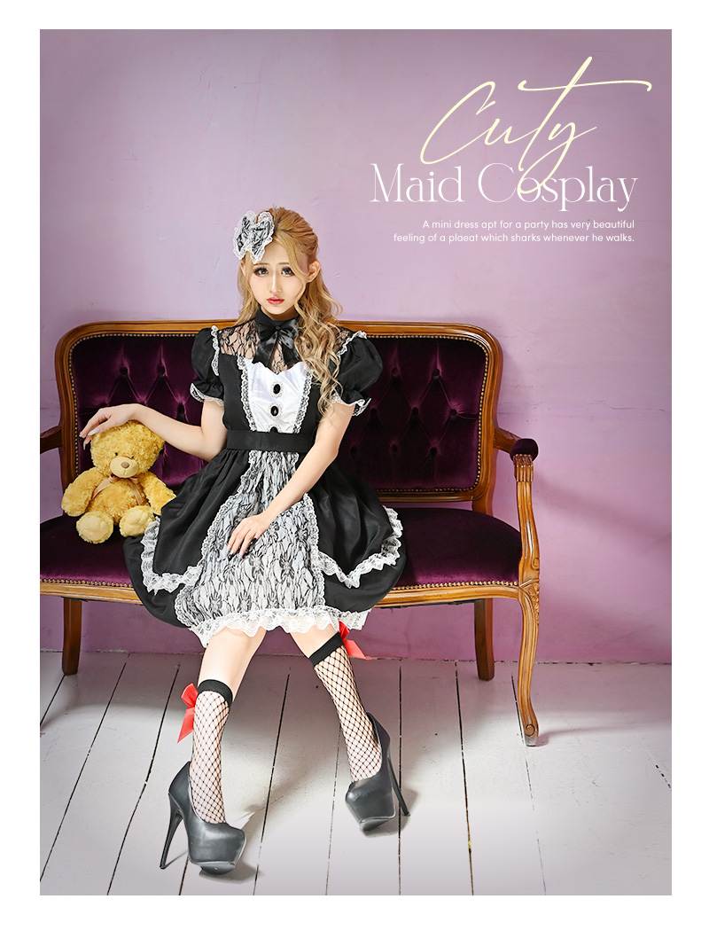 リューユ Rew-You コスプレ ゴシック メイド メイド服 コスチューム 黒 ロリータ ドール ゴスロリ 姫系 かわいい Ryuyu