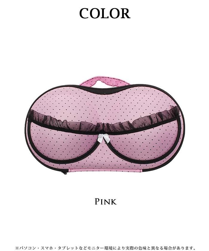 Ryuyu Rew-You Nude Bra Case Lingerie Storage Pouch pink black Dot Lace Women's Underwear Storage Portable Polka Dot Ryuyu