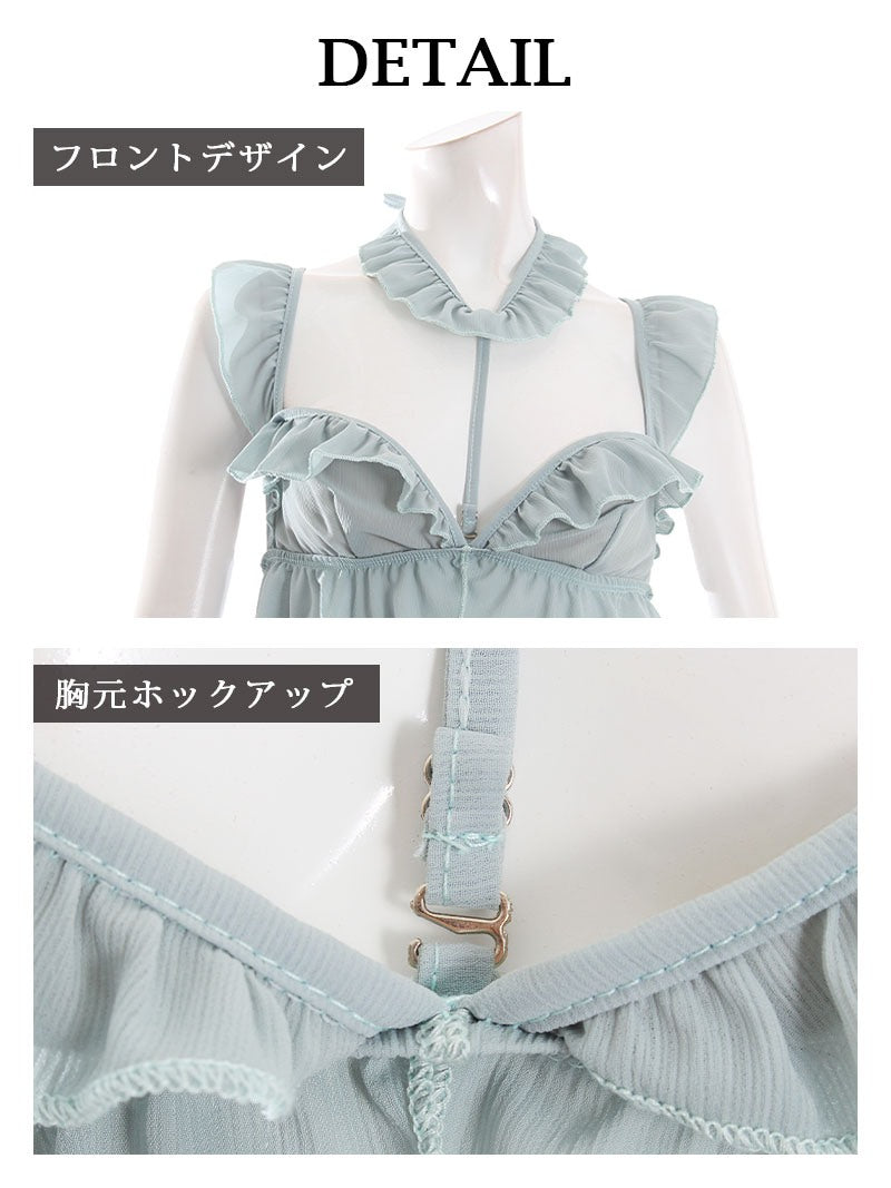 リューユ Rew-You ランジェリー コスプレ ベビードール フリル ブルー チョーカー セクシー ルームウェア コスプレセット かわいい ハロウィン ランジェリー Ryuyu