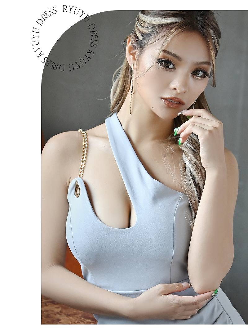 リューユ Rew-You キャバドレス ミニ 谷間 エロい セクシー チェーン ストレッチ タイト カッティング モテる キャバ嬢ドレス ミニ Ryuyu