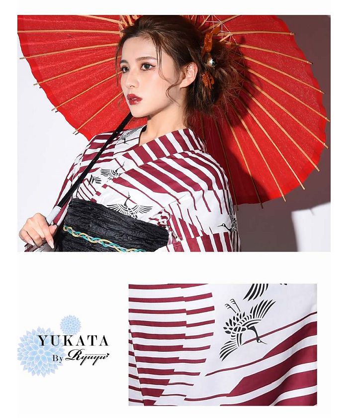 リューユ Rew-You Ryuyu 白 モダン 浴衣 セット浴衣 レディース