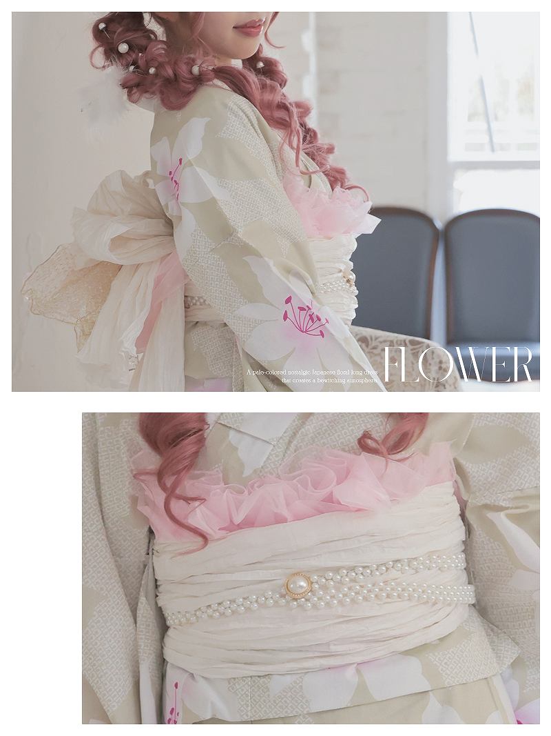 Ryuyu Rew-You Yukata Dusty Color Tall Size Plus Size Tall Height 5L Flower Peony Gal Cabaret Girl Yukata Beauty Ryuyu