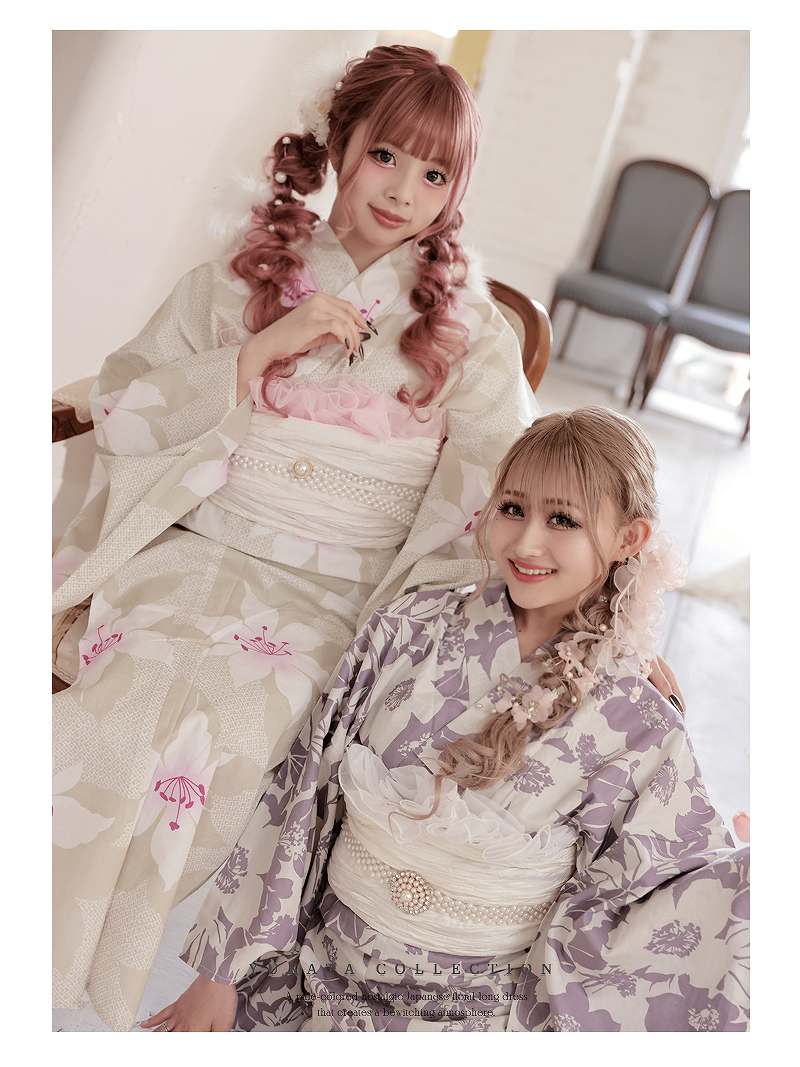 Ryuyu Rew-You Yukata Dusty Color Tall Size Plus Size Tall Height 5L Flower Peony Gal Cabaret Girl Yukata Beauty Ryuyu