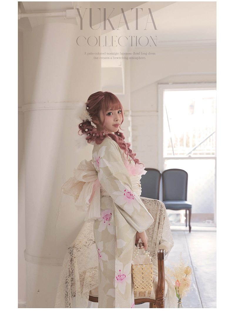 Ryuyu Rew-You Yukata Dusty Color Tall Size Plus Size Tall Height 5L Flower Peony Gal Cabaret Girl Yukata Beauty Ryuyu