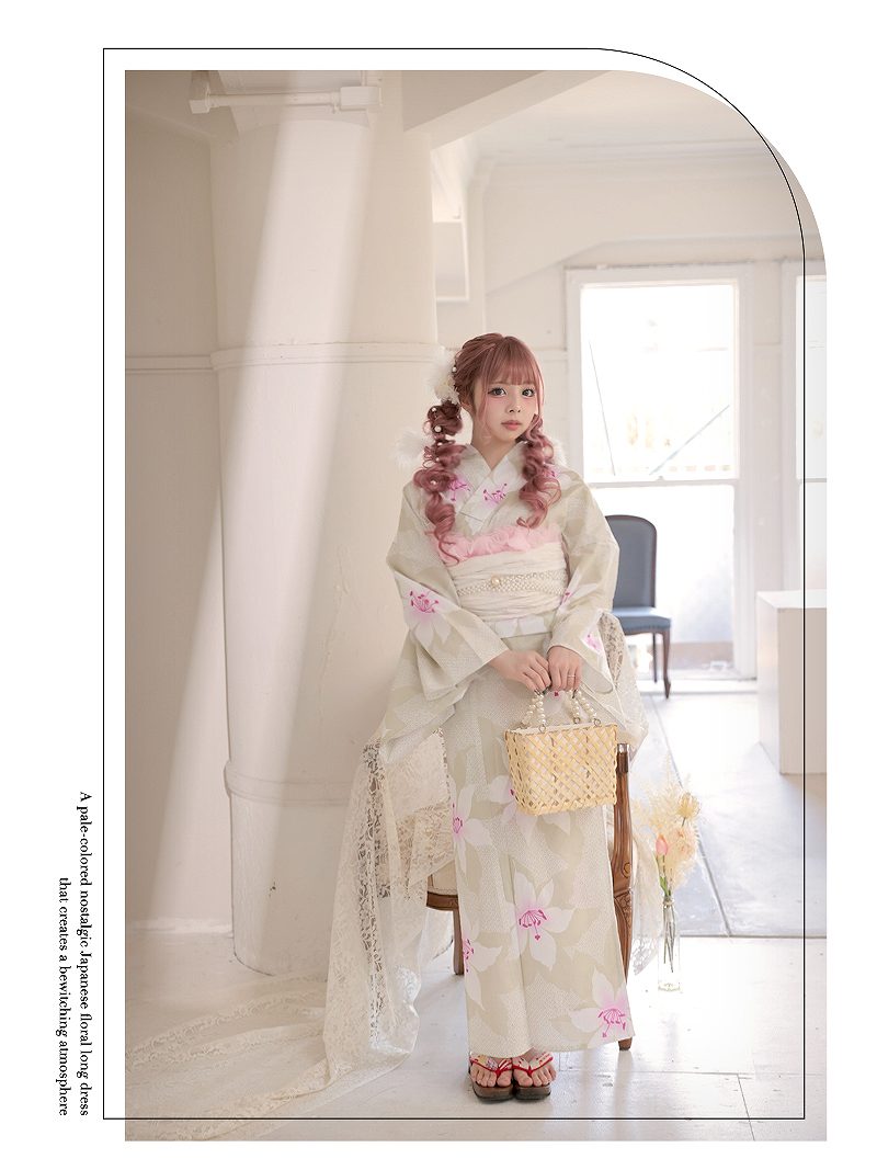 Ryuyu Rew-You Yukata Dusty Color Tall Size Plus Size Tall Height 5L Flower Peony Gal Cabaret Girl Yukata Beauty Ryuyu