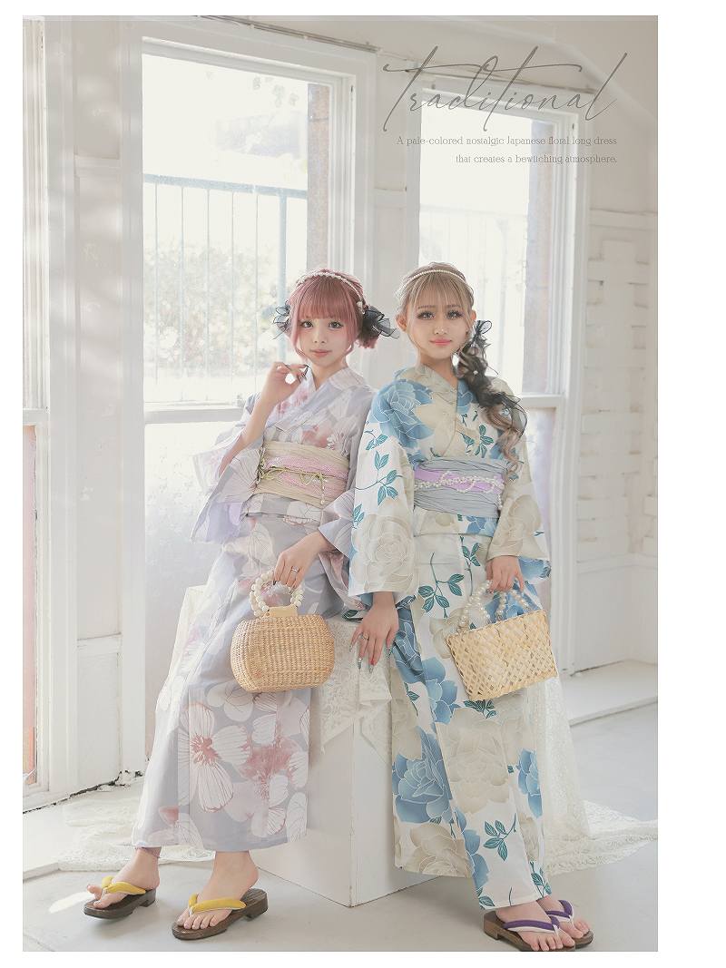 リューユ Rew-You 浴衣 花柄 大柄 トレンド 地雷系 量産型 ゴスロリ ギャル グレー セット浴衣 キャバ嬢 Ryuyu （ベージュ） ベージュ