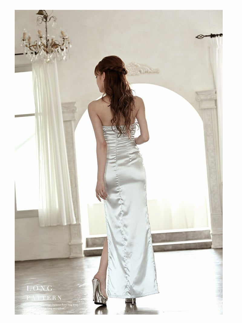 Ryu-Yu Rew-You Cabaret Dress Long Size L Long Length Tight Skin-Revealing Adult Halter Neck Satin Elegant Gorgeous Presentation Belsia