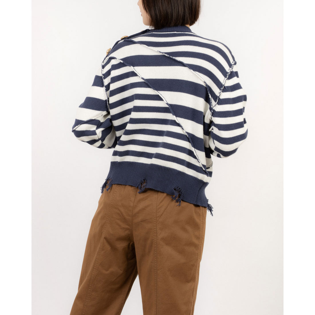 シルビアン ヒーチ SILVIAN HEACH ボタンポイント切替ボーダーTOPS