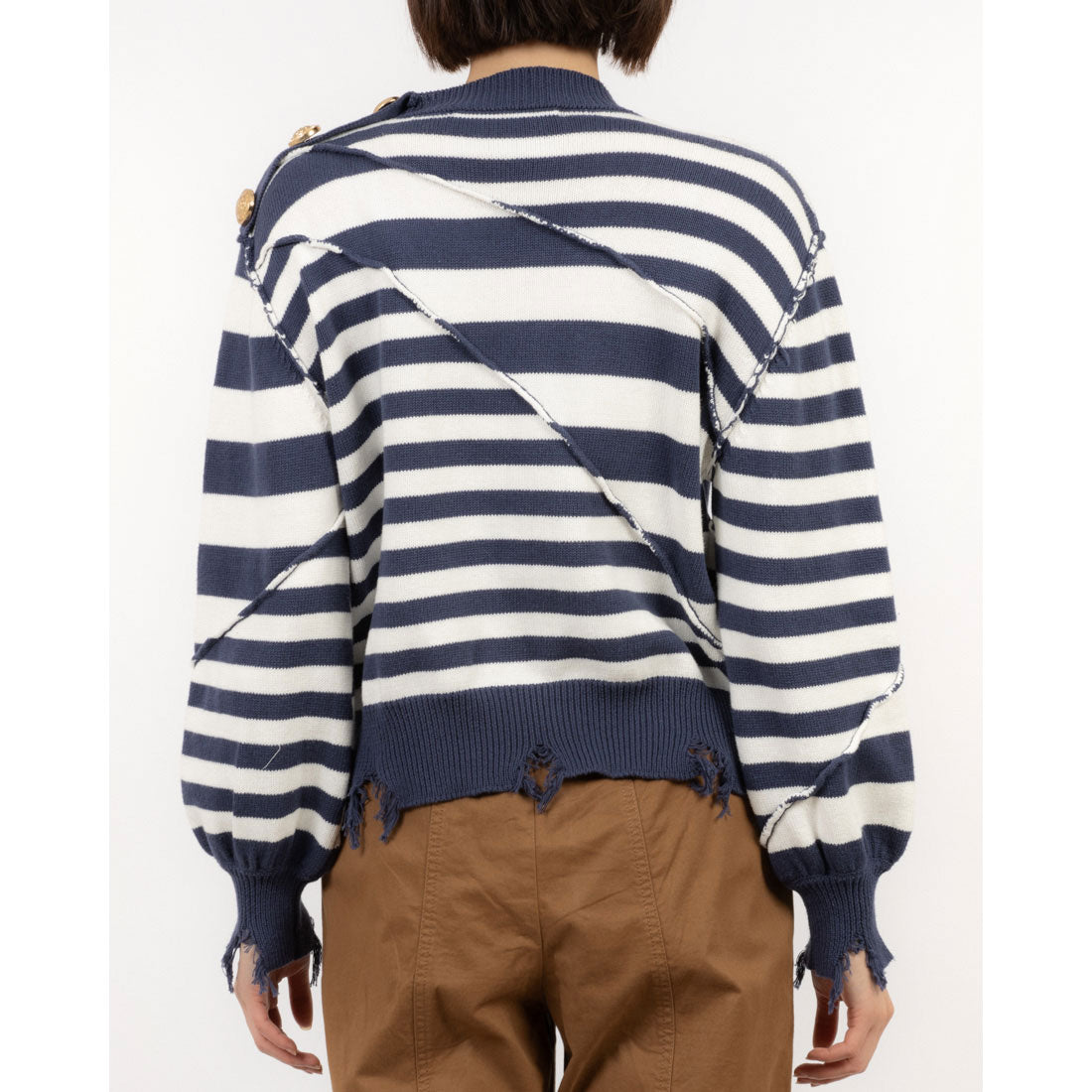 シルビアン ヒーチ SILVIAN HEACH ボタンポイント切替ボーダーTOPS