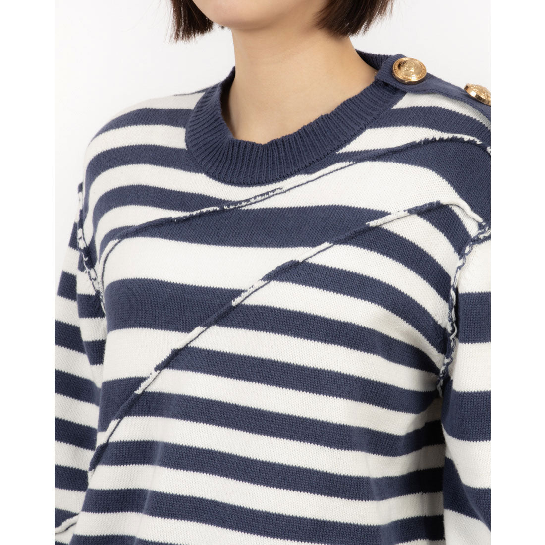 シルビアン ヒーチ SILVIAN HEACH ボタンポイント切替ボーダーTOPS