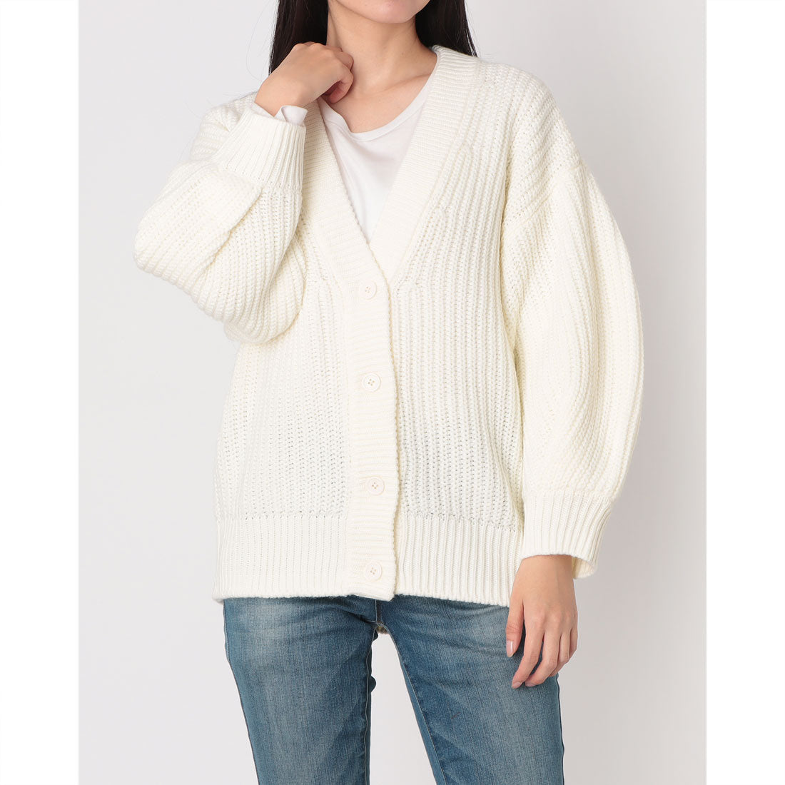 シルビアン ヒーチ SILVIAN HEACH あぜ編みVネックカーディガン （WHITE） WHITE