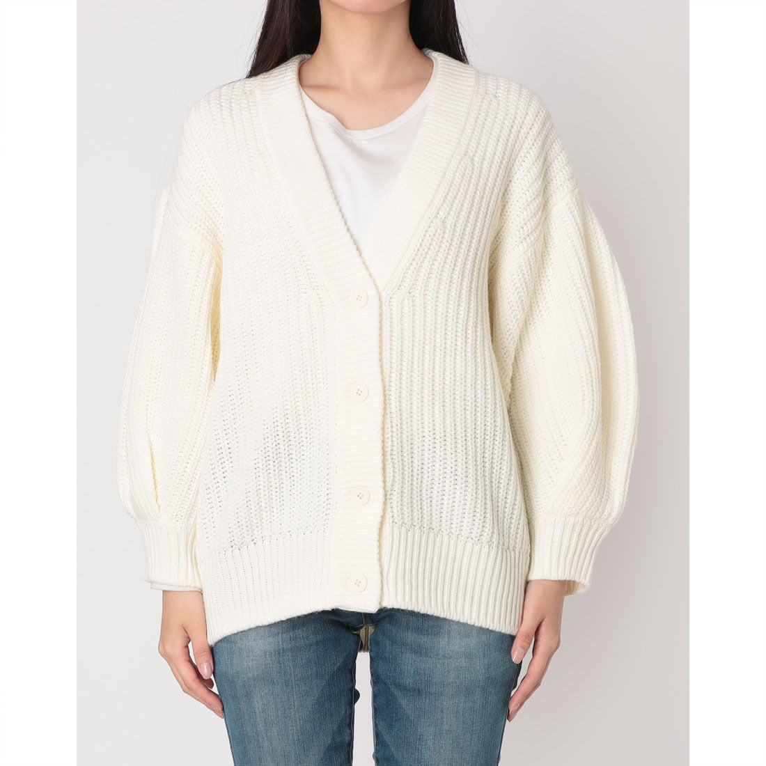 シルビアン ヒーチ SILVIAN HEACH あぜ編みVネックカーディガン （WHITE） WHITE