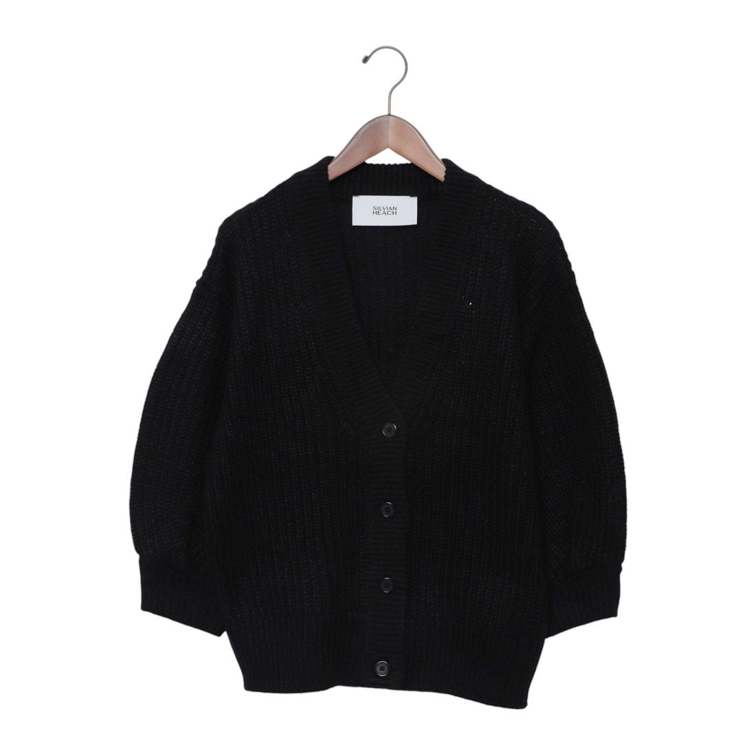シルビアン ヒーチ SILVIAN HEACH あぜ編みVネックカーディガン （BLACK） BLACK