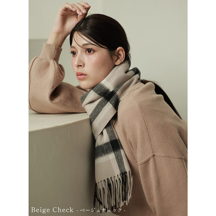 Filomo Cashmere Blend Scarf Check Plain