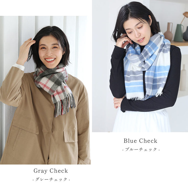 Filomo Cashmere Blend Scarf Check Plain