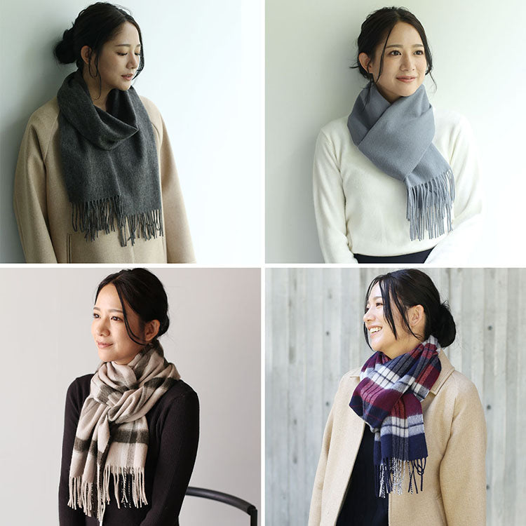 Filomo Cashmere Blend Scarf Check Plain