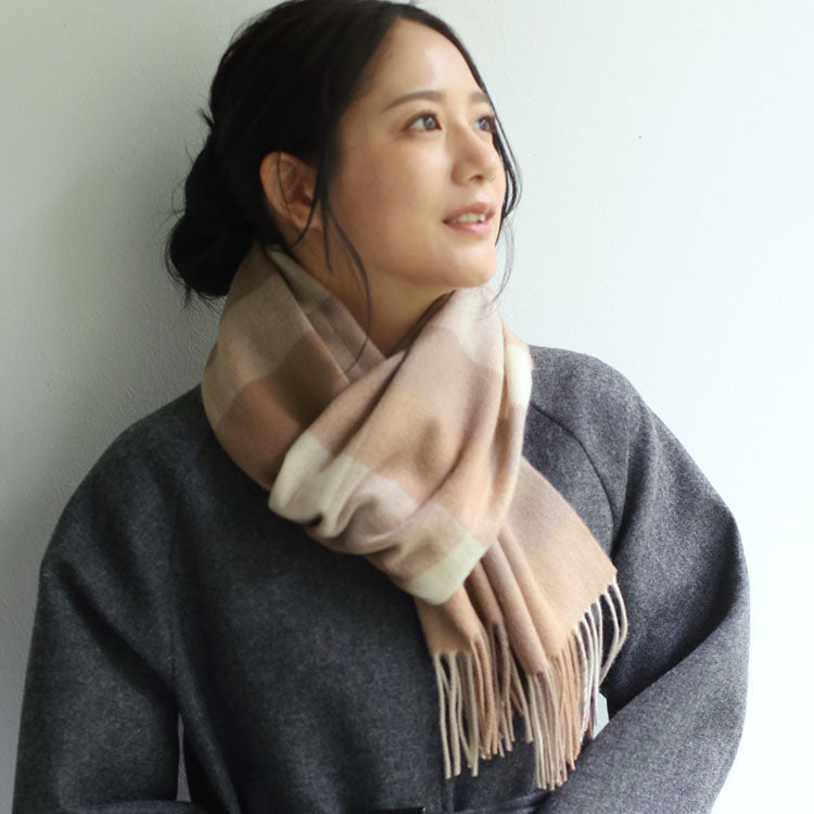 フィローモ Filomo [Filomo]カシミヤブレンドマフラーチェック無地 （ピンクベージュチェック） ピンクベージュチェック
