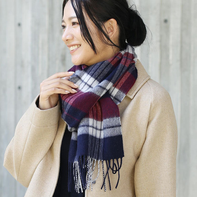 Filomo Cashmere Blend Scarf Check Plain