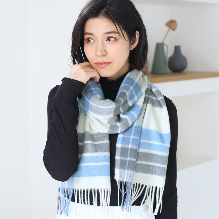 Filomo Cashmere Blend Scarf Check Plain