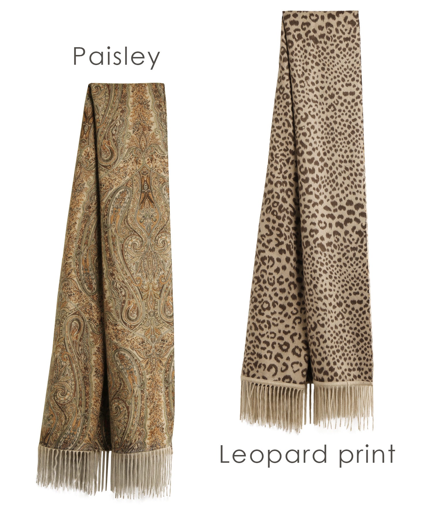Filomo [Filomo] 100% Cashmere Paisley × Leopard Pattern Reversible Large Stole