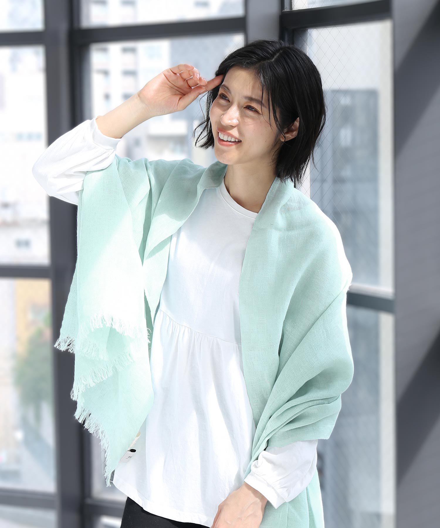 菲洛莫 Filomo [Filomo]亞麻大圍巾UV防護