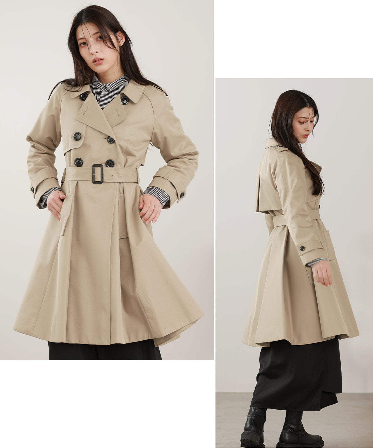 フィローモ Filomo フレアトレンチコート （ベージュ） ベージュ