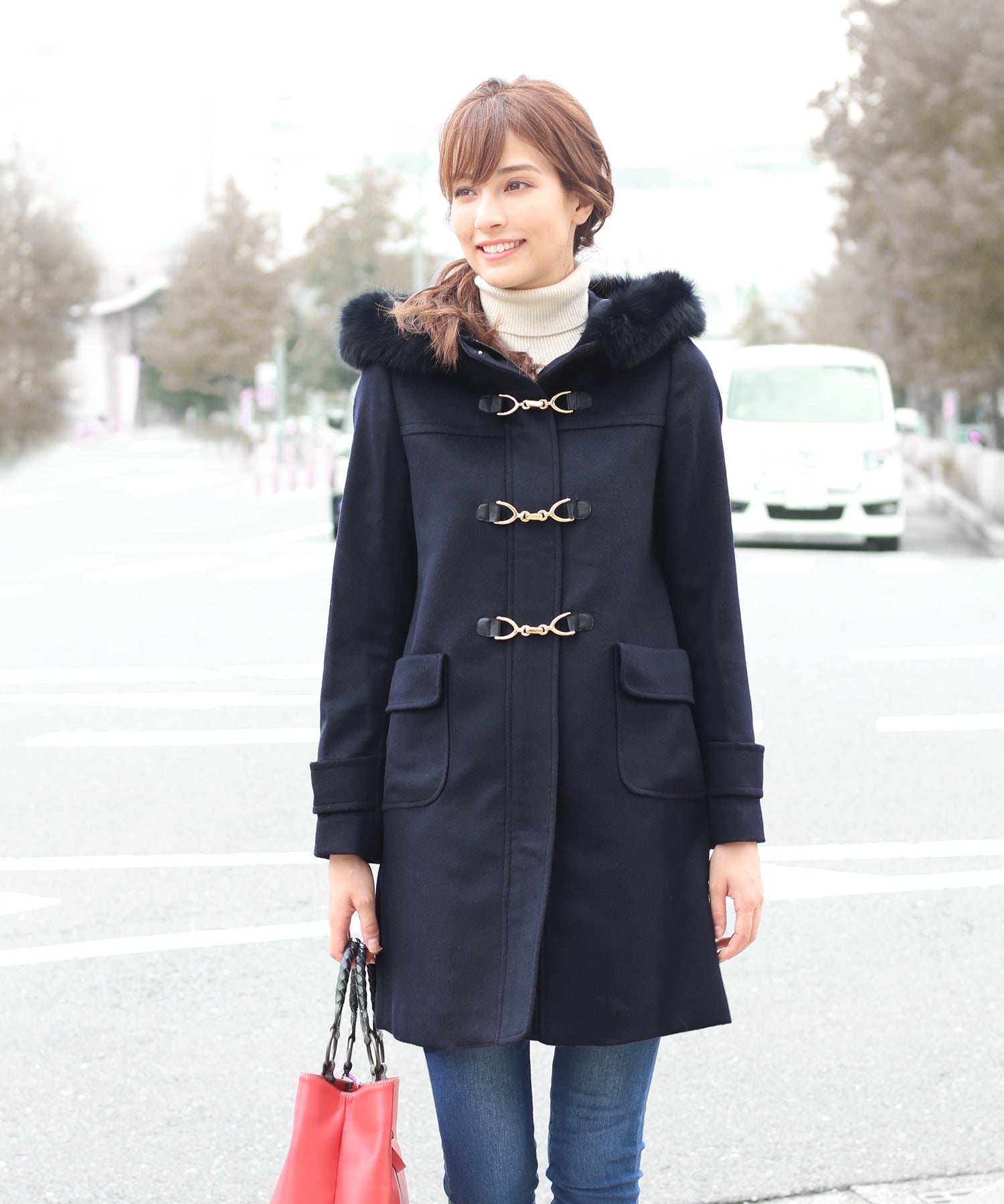 フィローモ Filomo [Filomo]カシミヤブレンドウールダッフルコート,ネイビー