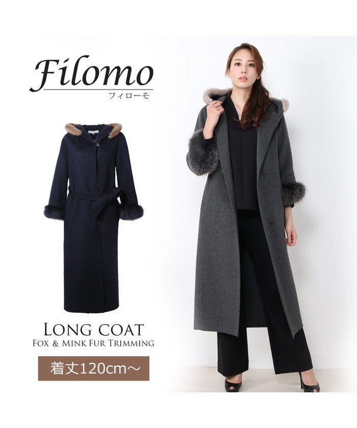 フィローモ Filomo [Filomo] ロングコート レディース カシミヤ混 フード付き